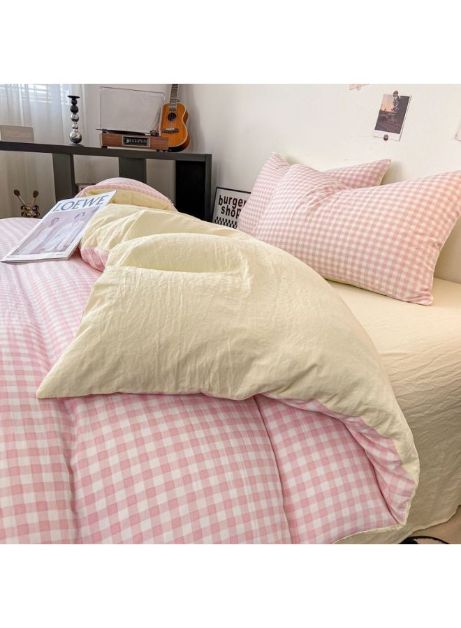 Generic Ins-style Simple Quilt Cover Single-piece Student Dormitory 150x 200x 230 Solid Color Single Bedroom Plaid Sanding Quilt Cover-Colour:Dm Sweetheart Powder [soft And Waxy, Skin-friendly, Suitable For Sleeping Naked]-Specification:200x230cm Single Piece Quilt Cover - Image 1