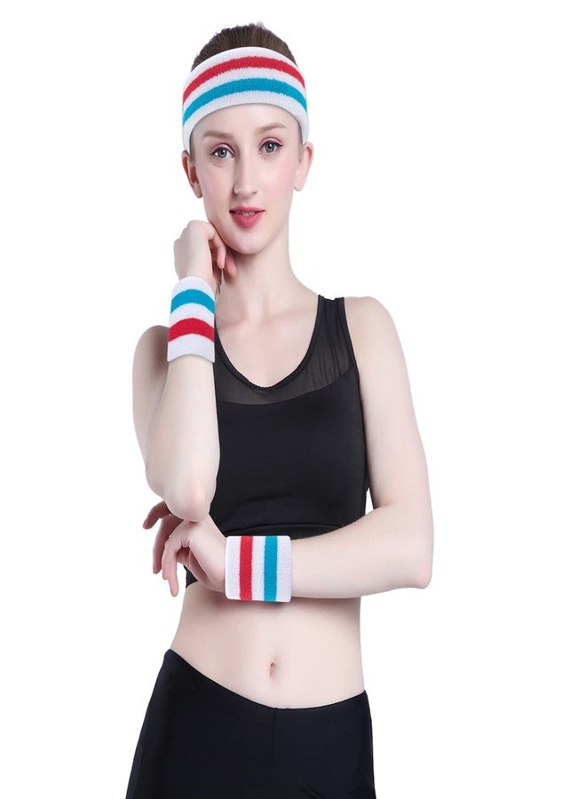 ONUPGO Sweatband Headbands for Men & Women -12PCS Sports Headbands Moisture Wicking Athletic Cotton Terry Cloth Head Band - Image 2