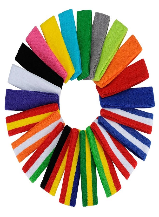 ONUPGO Sweatband Headbands for Men & Women -12PCS Sports Headbands Moisture Wicking Athletic Cotton Terry Cloth Head Band - Image 5