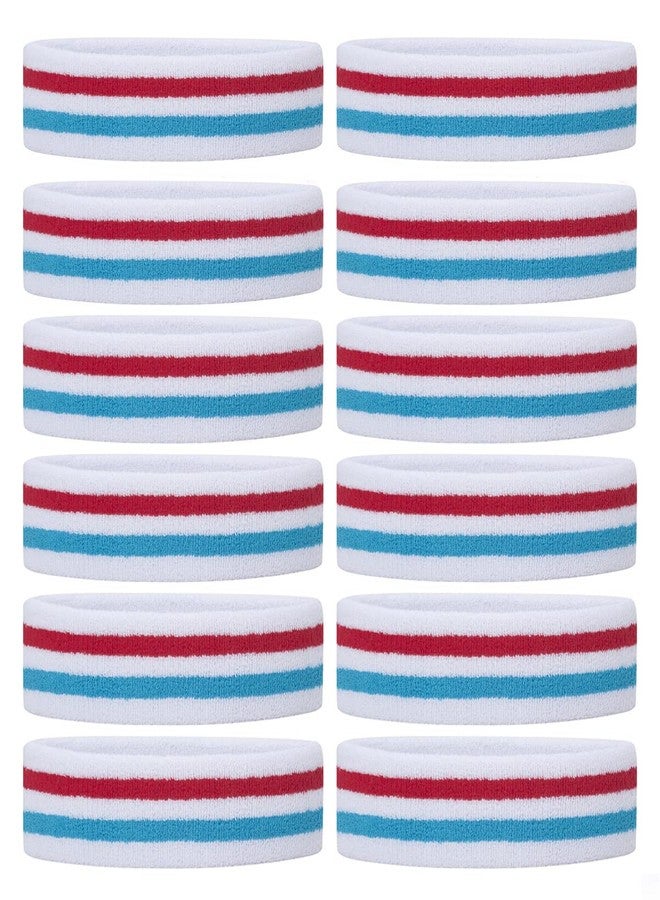 ONUPGO Sweatband Headbands for Men & Women -12PCS Sports Headbands Moisture Wicking Athletic Cotton Terry Cloth Head Band - Image 1