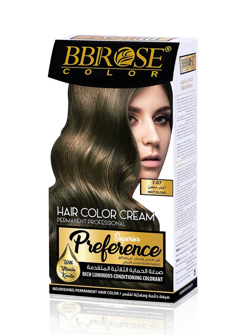 BBROSE HAIR COLOR CREAM - MATT BLOND NUMBER 7.07 - Image 1
