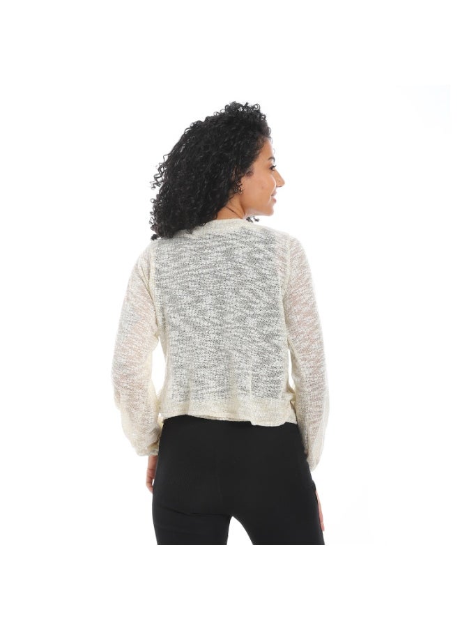 Women's wrap blouse with waist belt