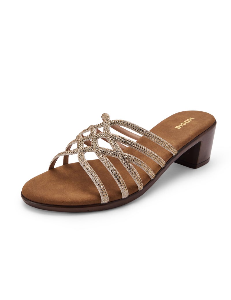 Mochi Womens Synthetic Gold Slip Ons (Size (7 UK (40 EU)) - Image 1