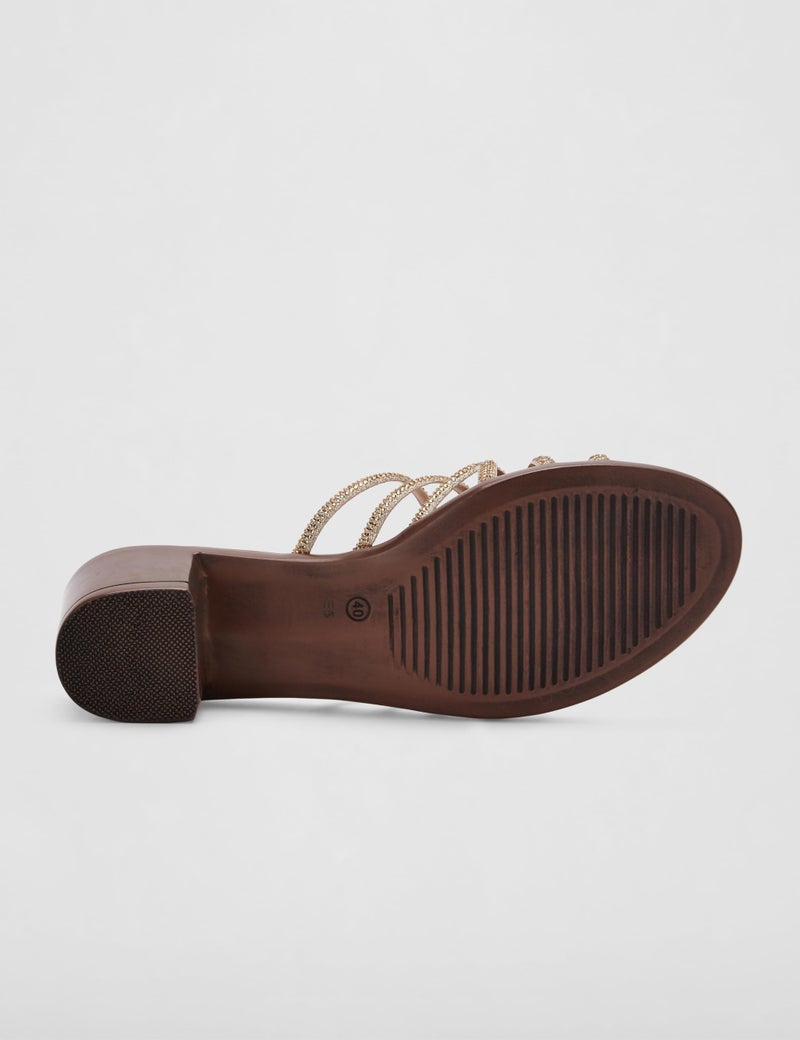 Mochi Womens Synthetic Gold Slip Ons (Size (7 UK (40 EU)) - Image 3