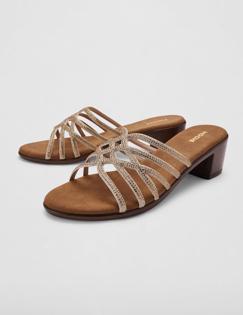Mochi Womens Synthetic Gold Slip Ons (Size (7 UK (40 EU)) - Image 5