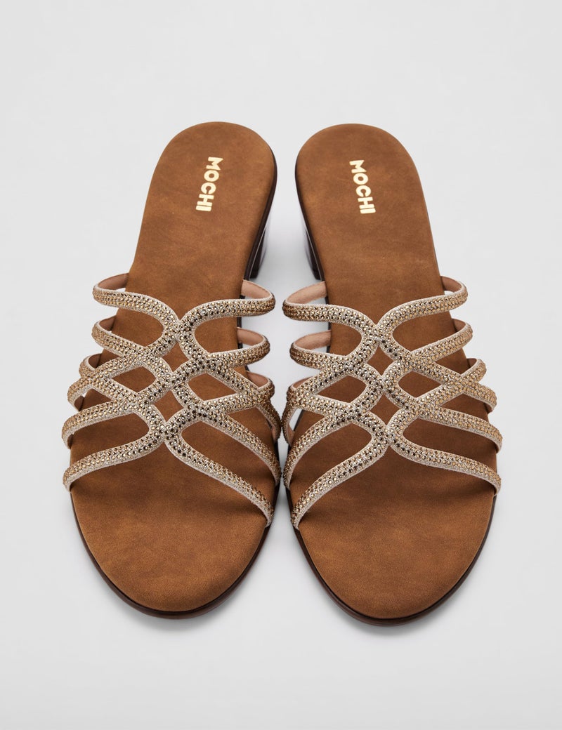 Mochi Womens Synthetic Gold Slip Ons (Size (7 UK (40 EU)) - Image 4