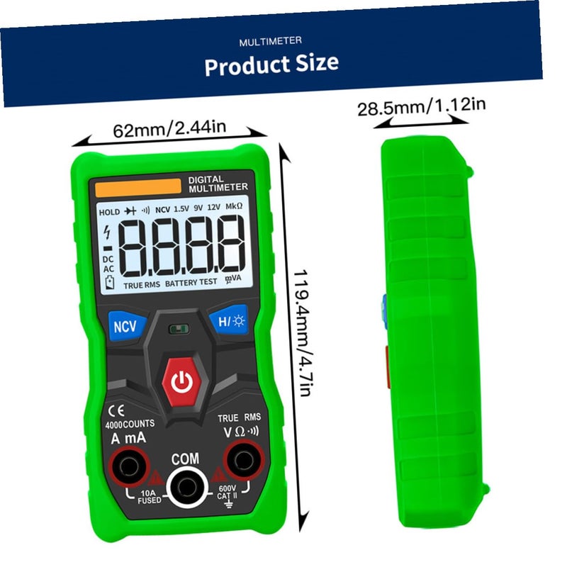 Auto Ranging Digital Multimeter with Backlit LCD Data Hold Voltage Resistance Tester - Image 3