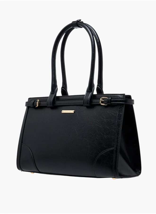 Celeste Women's Textured Tote Bag with Buckle Detail and Double Handle