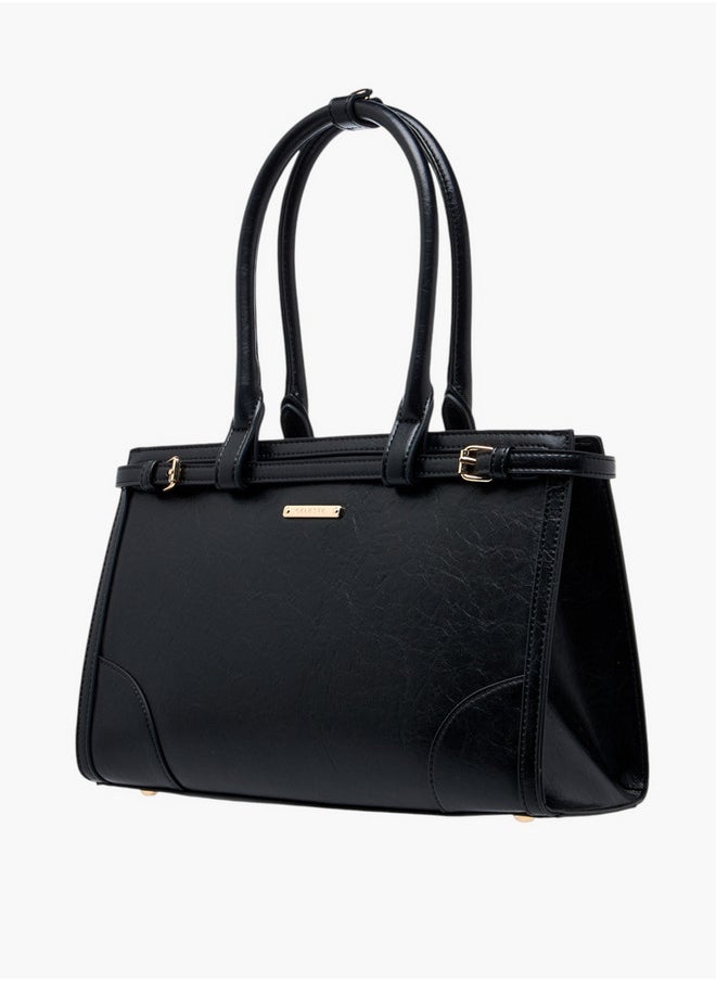 Celeste Women's Textured Tote Bag with Buckle Detail and Double Handle  - Image 2