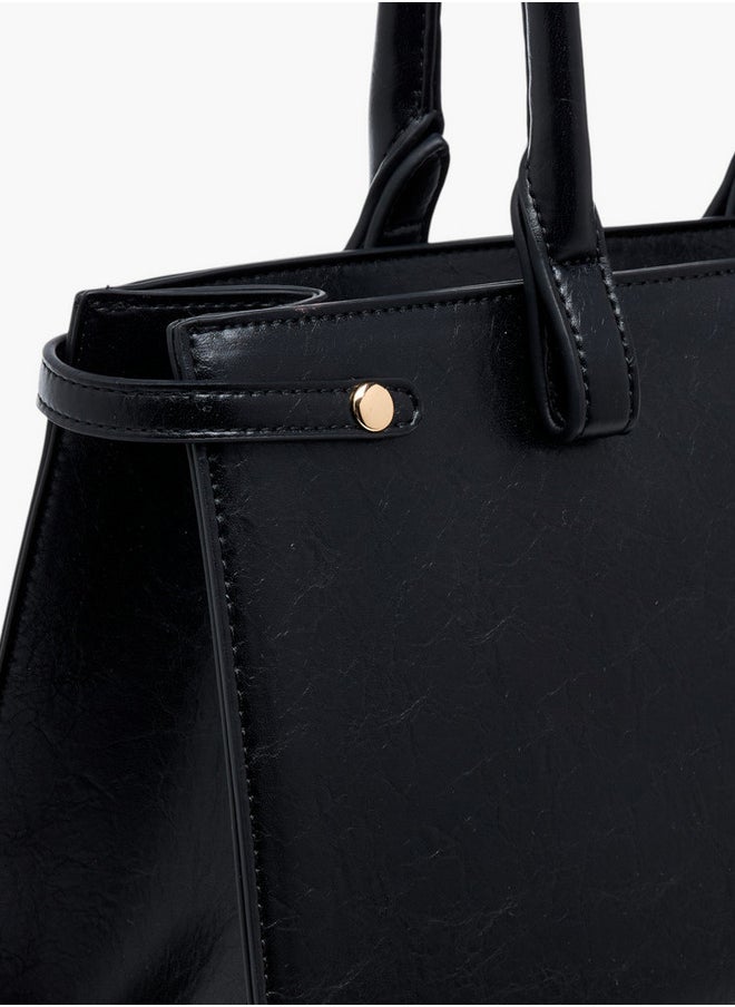 Celeste Women's Textured Tote Bag with Buckle Detail and Double Handle  - Image 5