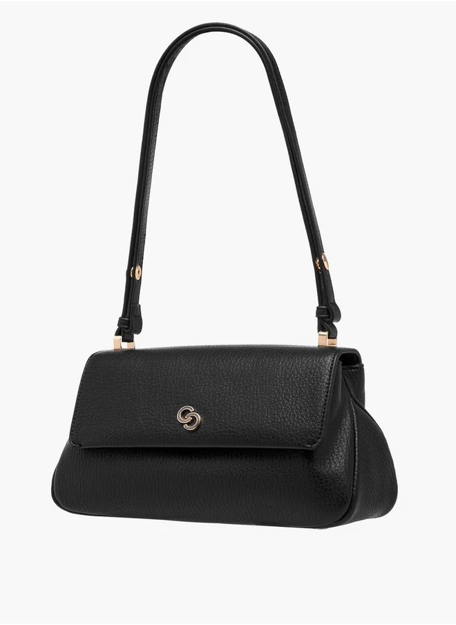 Celeste Women's Solid Shoulder Bag with Strap Handle and Flap Closure