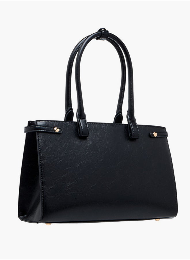 Celeste Women's Textured Tote Bag with Buckle Detail and Double Handle  - Image 3
