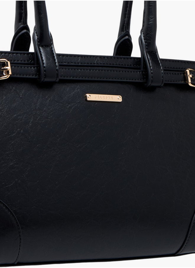Celeste Women's Textured Tote Bag with Buckle Detail and Double Handle  - Image 4