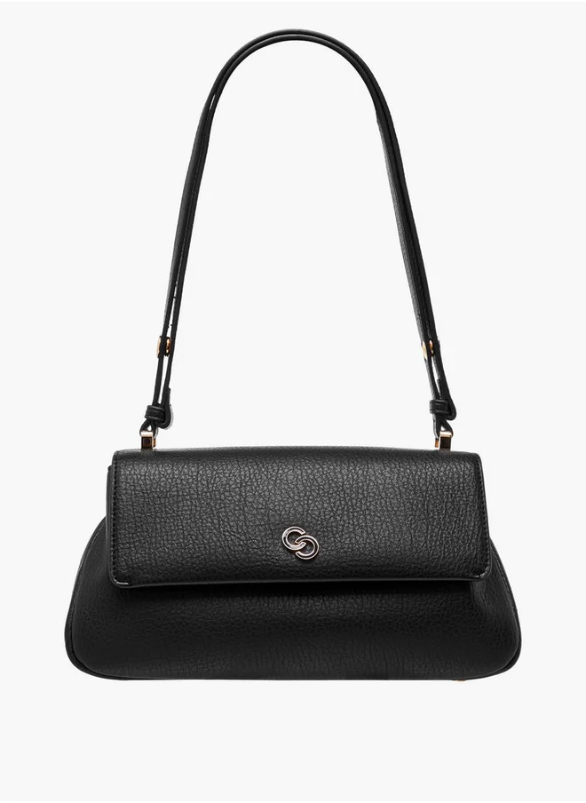 Celeste Women's Solid Shoulder Bag with Strap Handle and Flap Closure