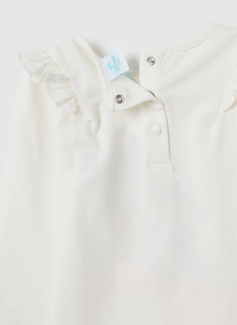 Ovs WHITE REGULAR FIT COTTON GIRL'S SHIRT WITH FRILLS