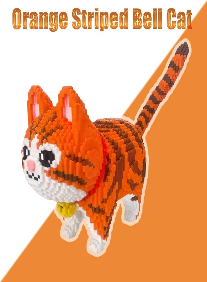 HONLANCH Animal Orange Striped Bell Cat Micro Building Blocks Set（8000PCS） Gift for Adult and Kid - Image 5