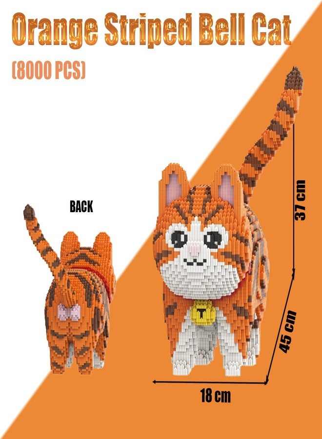 HONLANCH Animal Orange Striped Bell Cat Micro Building Blocks Set（8000PCS） Gift for Adult and Kid - Image 3
