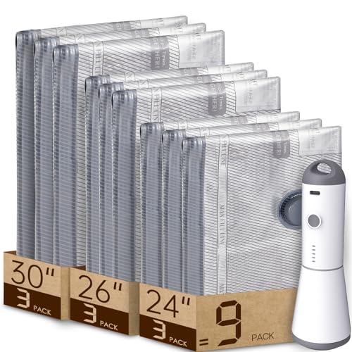 Vacbird Vacuum Bags for Travel with Rechargeable air Pump, Carry-on Size Compression Packing Bags for Luggage and Suitcase, Space Saver for Clothes and Clothing 9 Combo Travel Size - Image 1