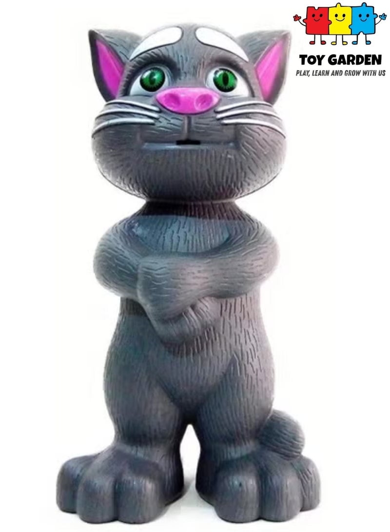 TOY GARDEN Talking Cat Toy, Interactive Talking Cat Toy for Kids, Voice Repeating Electronic Pet Figure, Educational and Funny Animal Toy for Boys and Girls, Grey - Image 1