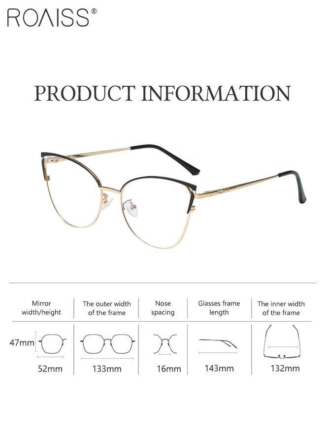 roaiss Women's Blue Light Blocking Glasses Blue Light Filter Computer Reading Gaming TV Phones Cat Eye Eyeglasses Fashion Anti Eyestrain Headache Eyewear Black Gold 52mm  - Image 4