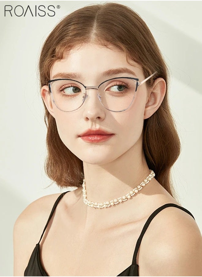 roaiss Women's Blue Light Blocking Glasses Blue Light Filter Computer Reading Gaming TV Phones Cat Eye Eyeglasses Fashion Anti Eyestrain Headache Eyewear Black Gold 52mm  - Image 2