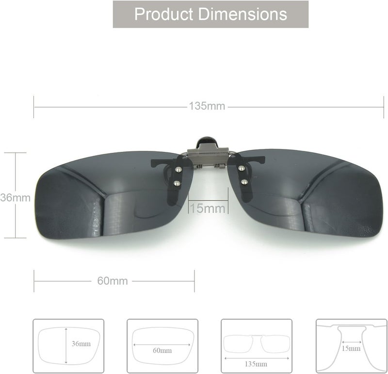 Besgoods Cycling Sport Polarized Clip-on Flip up Metal Clip Sunglasses Lenses Glasses Unbreakable Driving Fishing Outdoor - Image 3