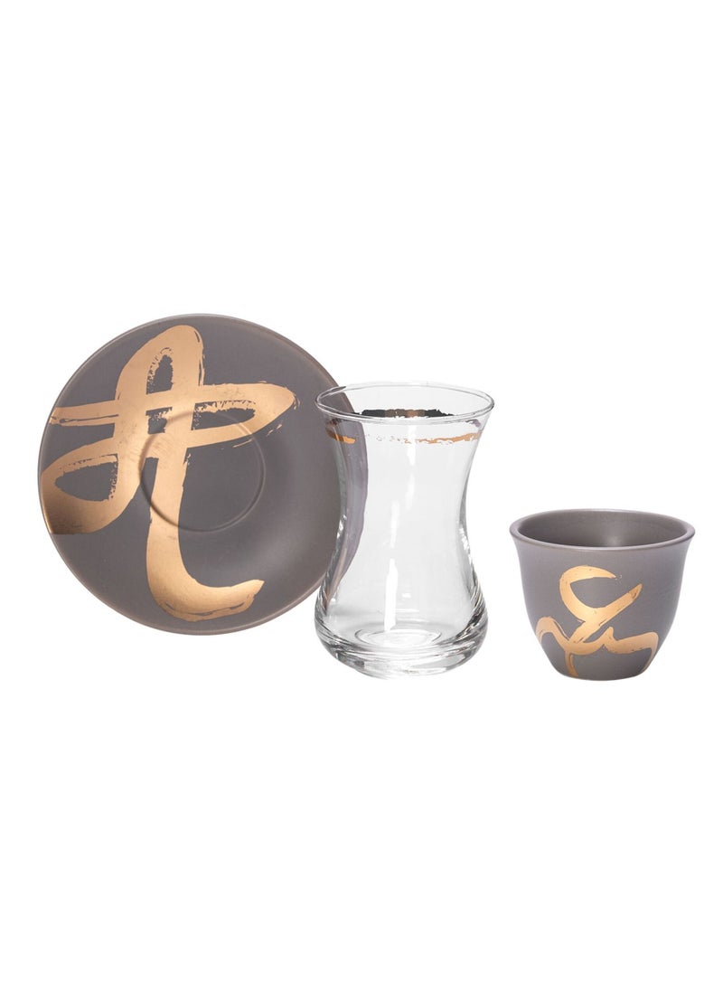Dallaty 18-Piece Porcelain Tea And Coffee Set Grey/Gold  - Image 2