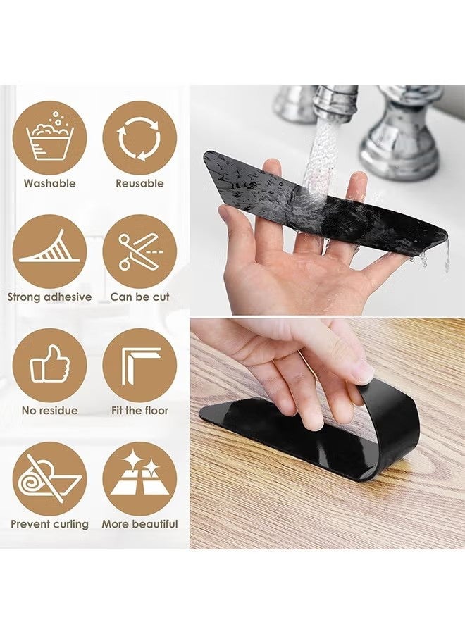 HY 16 Pcs of Carpet Tape Non Slip Washable Rug Tape Grip Carpet Corner Dual Sided Non-Slip Rug Tape Sticker Area Rug Pad for Indoor Hardwood Floor and Tiles - Image 4