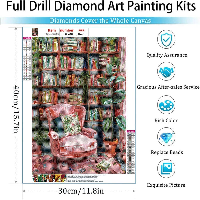ARPADAMO Diamond Art Kits for Adults,5D Books Diamond Painting DIY Vintage Boho Diamond Art Diamond Painting Kits for Adult,Round Full Drill Diamonds, Diamond Art Kits for Home Decor-12x16inch - Image 4
