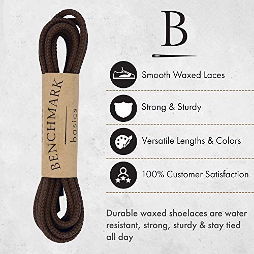 Benchmark Basics 36" Dark Brown Dress Shoe Laces - Round Waxed Shoestrings for Shoes & Boots - 1/10" (2.5mm) Diameter - 1 Pair - Image 2