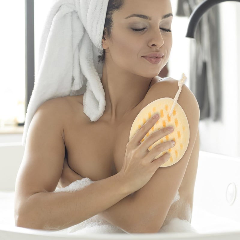 Reusable Bath Sponge For Sensitive Skin Exfoliating Body Scrubber Beige 1 Piece - Image 5