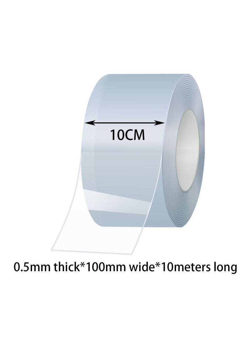 0.5mm Thick * 100mm Wide * 10 Meters Long, Transparent Double-Sided Nano Tape, Kitchen Anti-Mold Tape, Traceless Acrylic Nano Single-Sided Adhesive Gap Sealing Waterproof Seam Sticker - Image 2