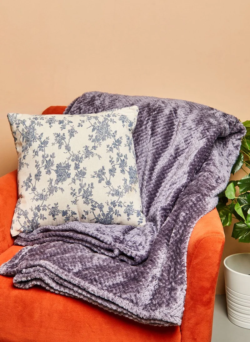 Noire Edit Grey Grid Fleece Blanket