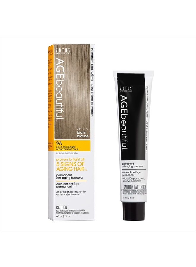AGE beautiful AGEbeautiful Permanent Liqui Creme Hair Color Dye | 100% Gray Coverage | Anti-Aging | Professional Salon Coloring | 9A Light Ash Blonde - Image 1
