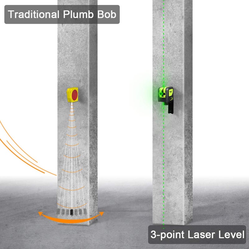 Huepar 3 - Laser Plumb Leveler Tool (No Laser Line), Huepar Laser Plumb Bob Self-Leveling Green Plumb Spots for Soldering and Points Reference Positioning, 197Ft Working Range, Battery Included - 9300G  - Image 3
