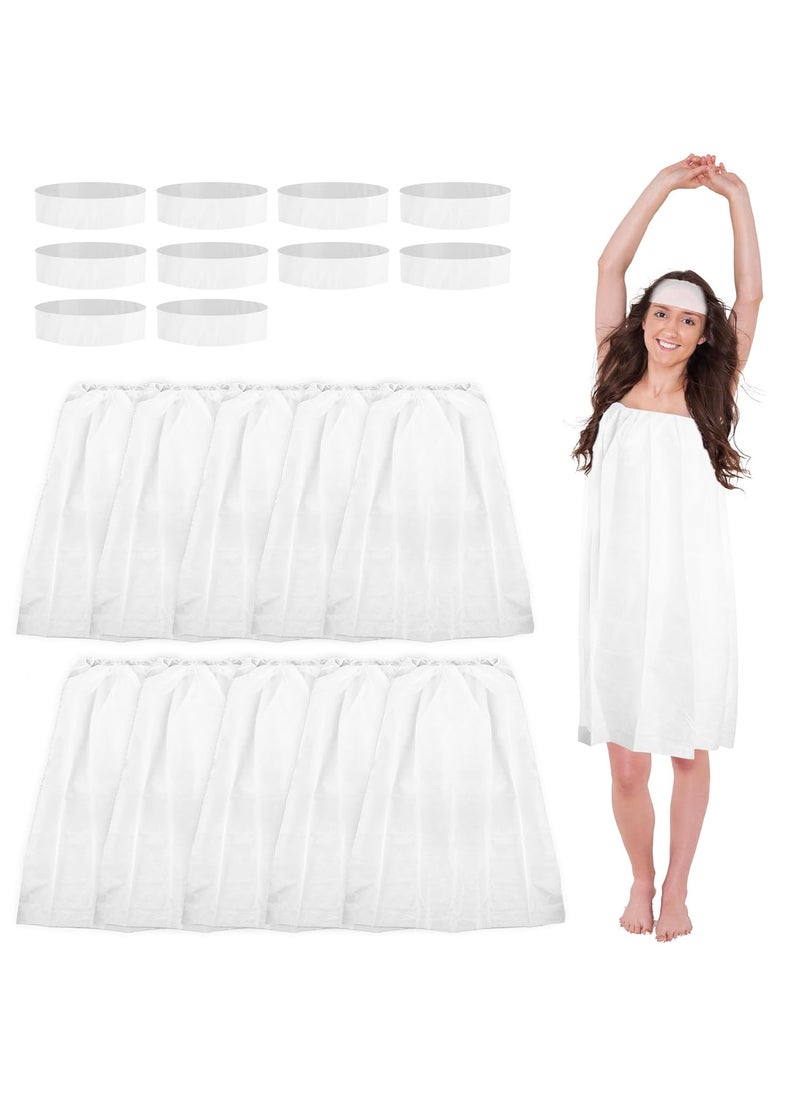 Framendino Framendino 20 Pack Disposable Facial Headbands with SPA Wraps Robes for Salon Makeup 