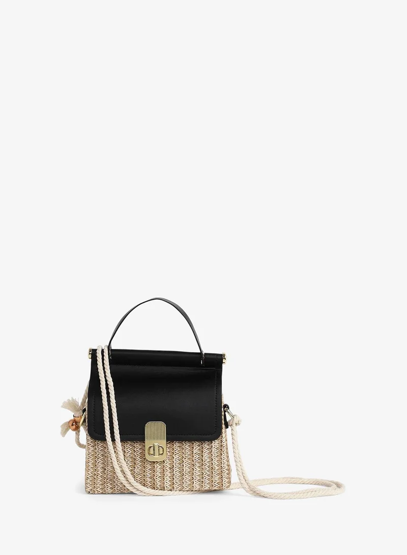 Haute Sauce  Women's The Small Straw-Médecin Hand Bag - Onyx Black for Women | Best Price UAE
