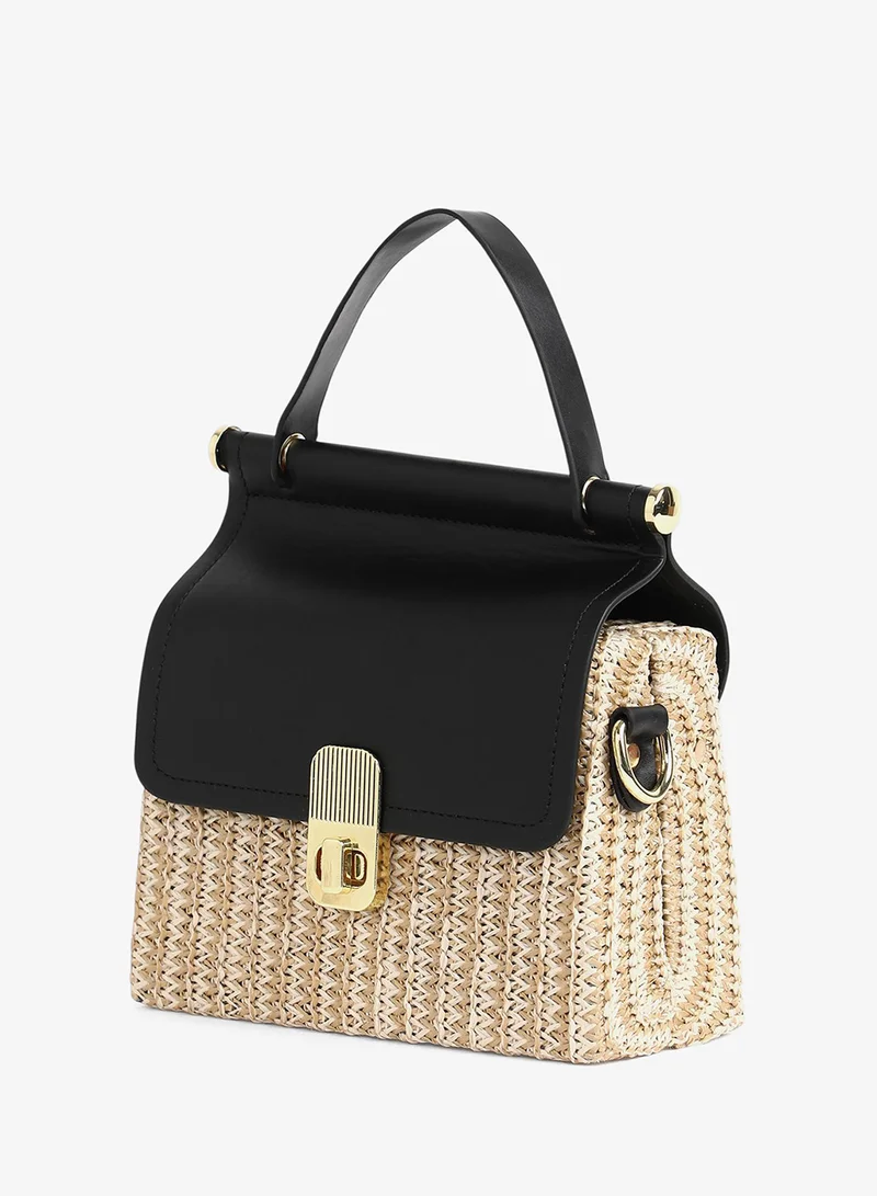 Haute Sauce  Women's The Small Straw-Médecin Hand Bag - Onyx Black for Women | Best Price UAE