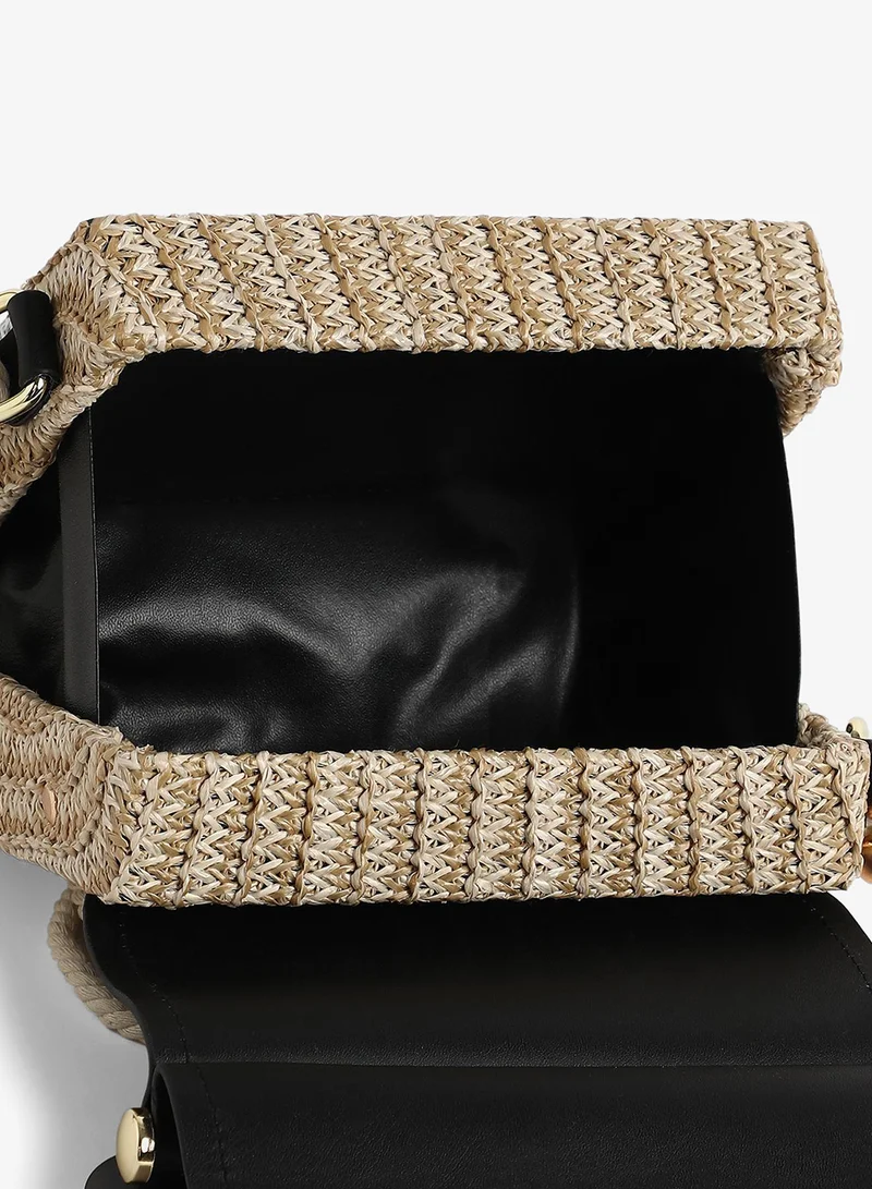 Haute Sauce  Women's The Small Straw-Médecin Hand Bag - Onyx Black for Women | Best Price UAE