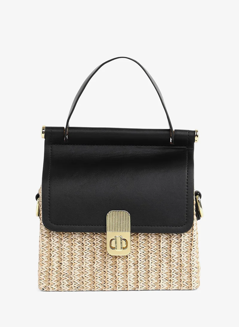 Haute Sauce  Women's The Small Straw-Médecin Hand Bag - Onyx Black for Women | Best Price UAE
