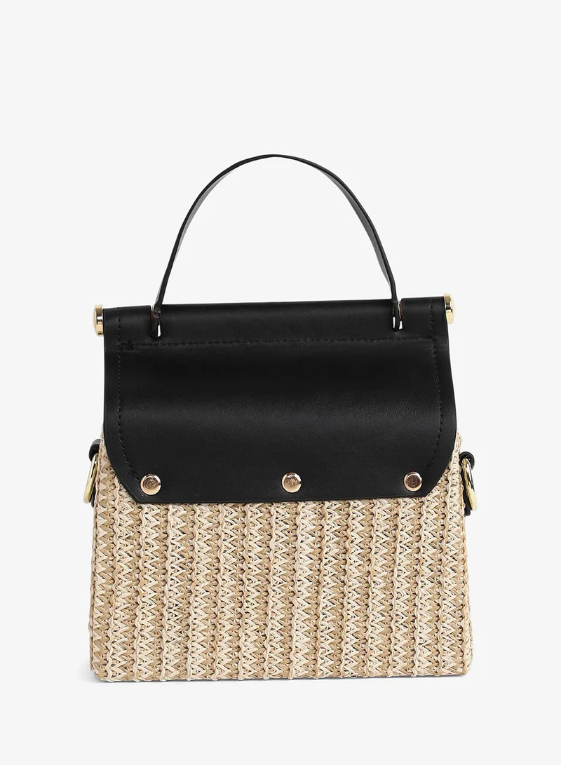 Haute Sauce  Women's The Small Straw-Médecin Hand Bag - Onyx Black for Women | Best Price UAE