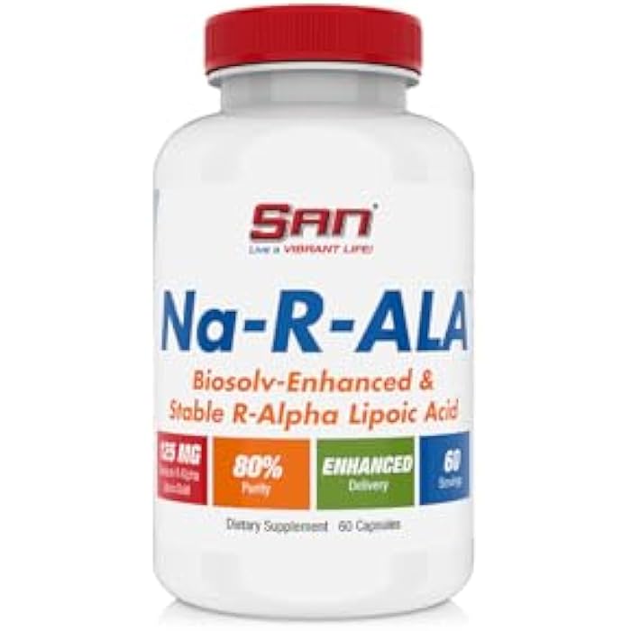 SAN’s Na-R-ALA - Stabilized R-Alpha Lipoic Acid 125mg per Serving [High Potency & Increased Absorption], 60 Capsules - Image 1
