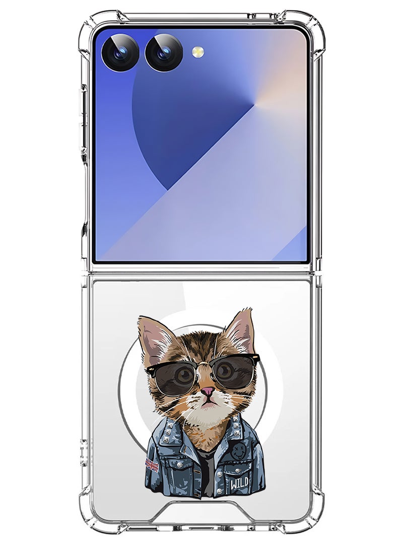 Theodor Magnetic Case for Samsung Galaxy Z Flip 7 Compatible with MagSafe Wireless Charging, Shockproof Phone Bumper Cover swag cat - Image 1