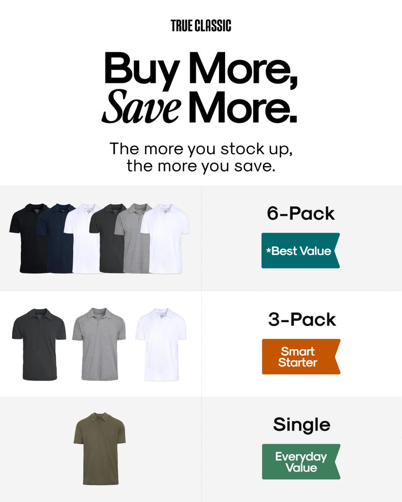 True Classic Novelty Polo Shirts for Men â€“ Mens Polo Shirts Short Sleeve Cotton, Pack of 1, Heather Gray, L - Image 3