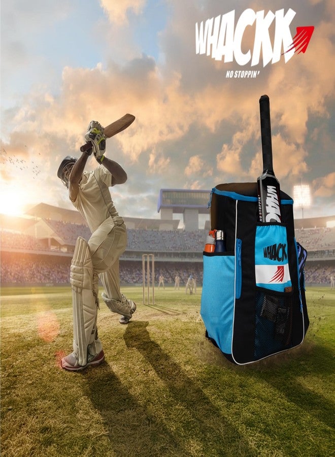 WHACKK Villiers Junior Cricket Kit Bag Blue Black | Youth Size Bag with Bat Sleeve, Shoe & Helmet Pocket | Cricket Bag for Kids & School Players - Image 3