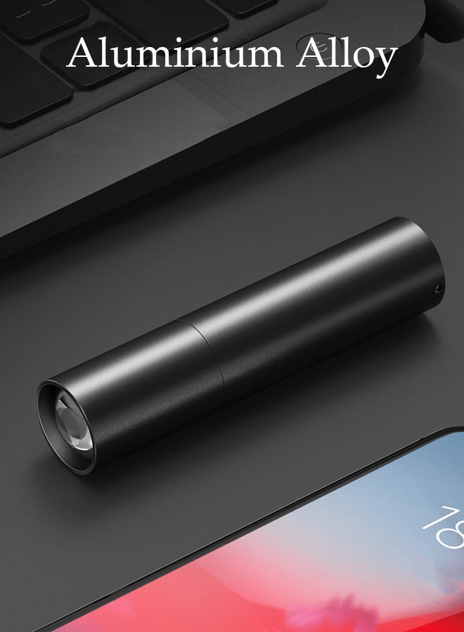 MINI LED Rechargeable Torch Powerful Flashlight Stretchable with Super Bright Handlight for Camping Hiking Trekking Outdoor Black - Image 5