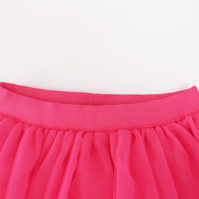 Noomelfish Noomlfish Girls High Low Long Tutu Skirts Kids Tulle Party Maxi Skirt, Hot Pink, Size 5-6 Years - Image 5