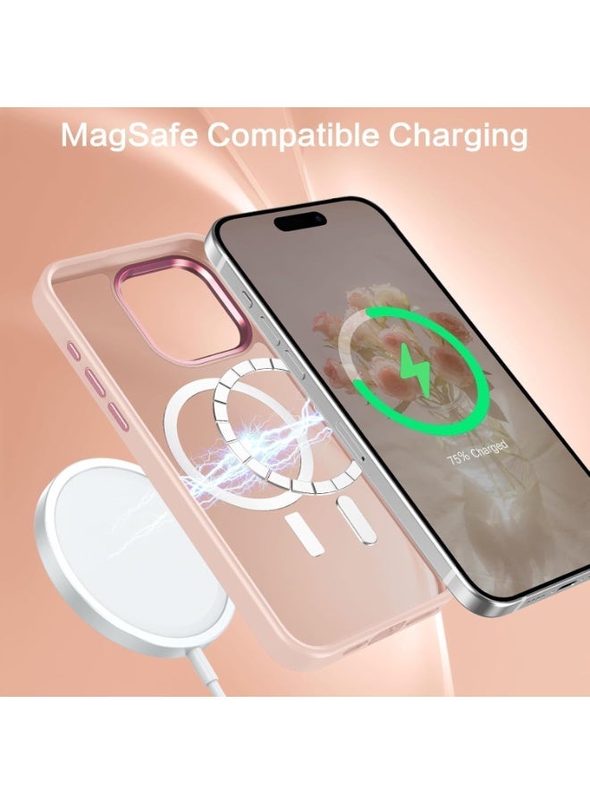 لآيفون 15 برو ماكس حالة الهاتف,آيفون 15 برو ماكس حالة مغناطيسية [متوافقة مع MagSafe] شفافة ماتي رقيقة مقاومة للصدمات النساء الرجال غطاء الحالة الوقائية لآيفون 15 برو ماكس 6.7 ",الوردي - Image 4