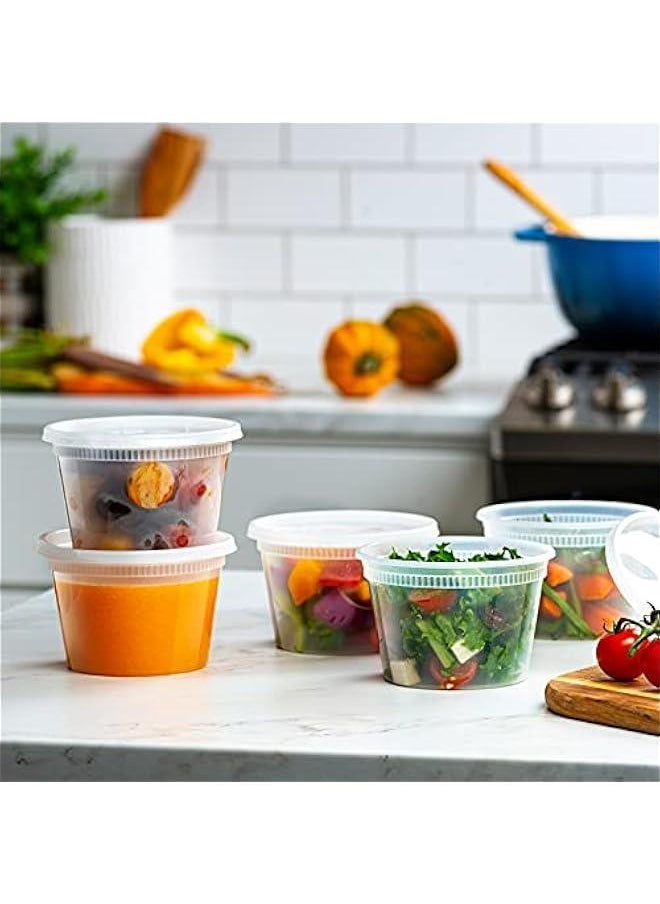 48 Pack 16 oz Airtight Plastic Deli Food Storage Containers with Lids by Comfy Package