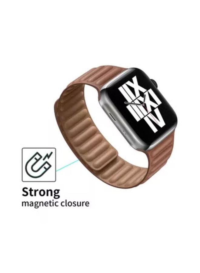 ACLIX Adjustable Leather Loop Wristband with Strong Magnetic Closure for Apple Watch Series 1,2,3,4,5,6,SE 42/44mm - Image 2